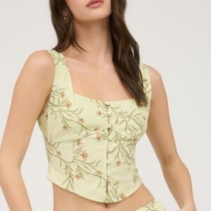 Elegant Floral Top in Soft Yellow NWT